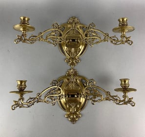 Group of 2 Antique Cast Iron Candle Wall Sconce