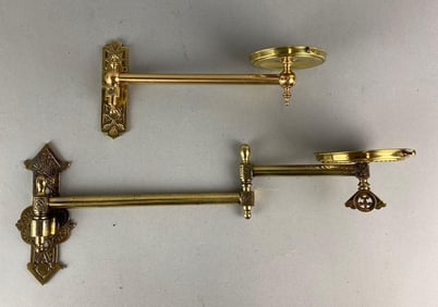 Group of 2 Antique Cast Iron Oil Lamp Wall Sconces