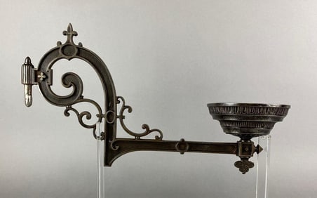 Antique Cast Iron Oil Lamp Wall Sconce