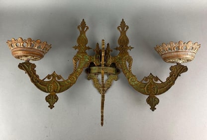 Antique Cast Iron Oil Lamp Wall Sconce