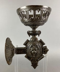 Ornate Antique Cast Iron Oil Lamp Wall Sconce
