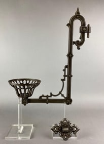 Antique Cast Iron Oil Lamp Wall Sconce