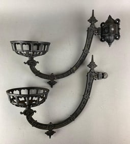Antique Cast Iron Oil Lamp Wall Sconce