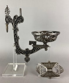 Antique Cast Iron Oil Lamp Wall Sconce