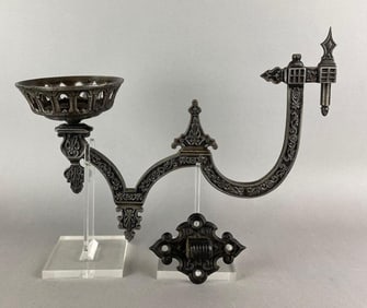 Antique Cast Iron Oil Lamp Wall Sconce