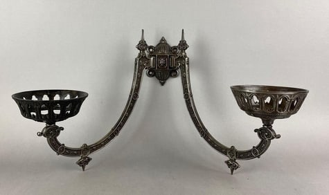 Antique Cast Iron Oil Lamp Wall Sconce
