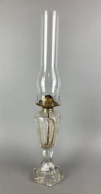 Antique Victorian Etched Floral Motif Oil Lamp