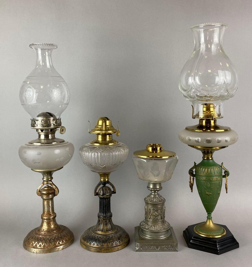Group of 4 Antique Victorian Ornate Oil Lamps (1 of 9)