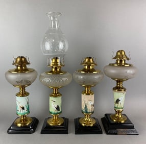Group of 4 Antique Victorian Hand Painted Bird Motifs