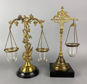 Group of 2 Ornate Antique Victorian Votive Candle Holders