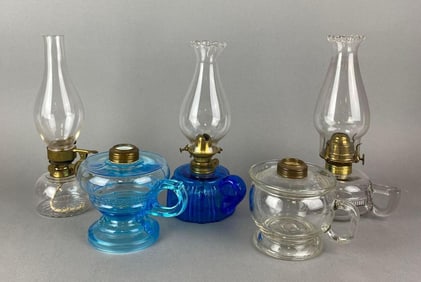 Group of 5 Antique Victorian Finger Lamps