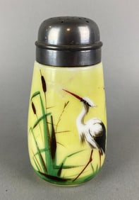 Antique Hand Painted Bird Motif Salt Shaker