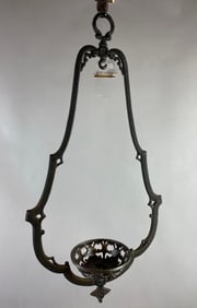 Antique Victorian Bradley And Hubbard Hanging Oil Lamp Cast Iron Fixture