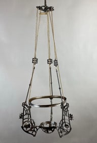 Antique Victorian Hanging Oil Lamp Cast Iron Fixture