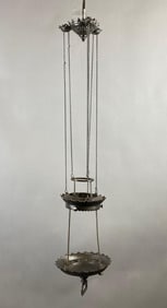 Antique Victorian Adjustable Hanging Oil Lamp Cast Iron Fixture