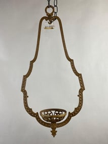 Antique Victorian Hanging Oil Lamp Cast Iron Fixture