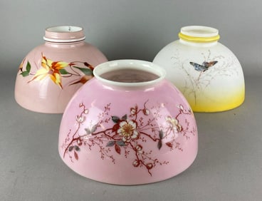 Group of 3 Antique Victorian Floral Motif Lamp Shades