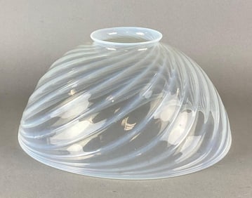 Antique Victorian Opalescent Swirl Glass Lamp Shade