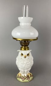 Antique Victorian Figural Owl Oil Lamp