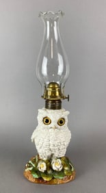 Antique Victorian Figural Owl Oil Lamp