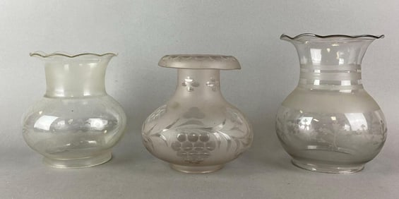 Group of 3 Antique Victorian Frosted Lamp Shades