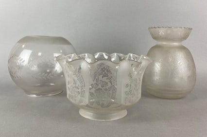Group of 3 Antique Victorian Lamp Shades