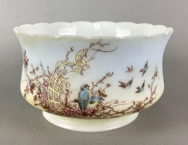 Antique Victorian Floral and Bird Motif Lamp Shade