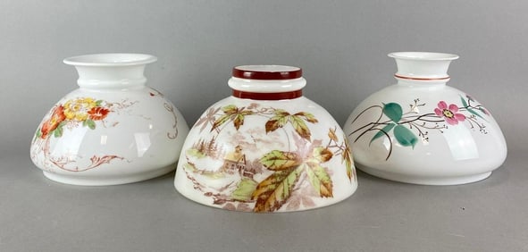 Group of 3 Antique Victorian Floral Motif Lamp Shades