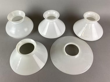 Group of 5 Antique White Glass Lamp Shades