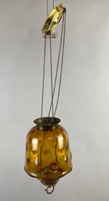 Antique Amber Adjustable Oil Lamp Fixture
