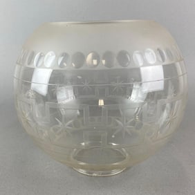 Antique Victorian Etched Globe Lamp Shade