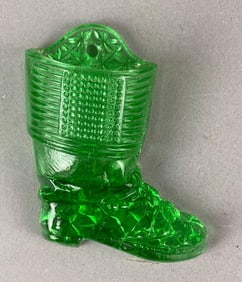 Antique Glass Boot Match Safe