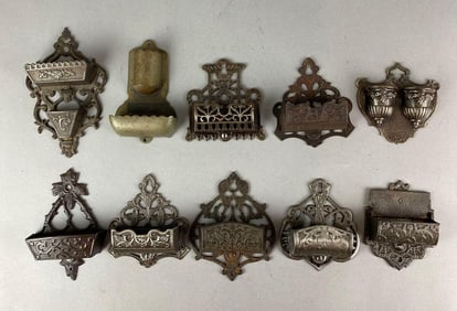 Group of 10 Cast Iron Match Safes