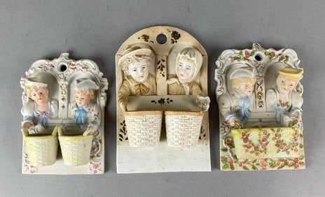 Group of 3 Antique Porcelain Match Safes