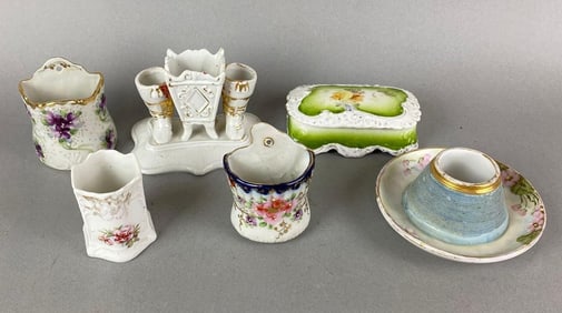 Group of 6 Antique Porcelain Match Safes