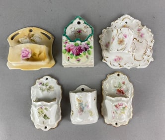 Group of 6 Antique Porcelain Match Safes