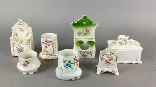 Group of 6 Antique Porcelain Match Safes