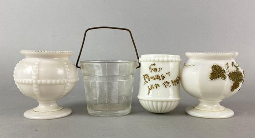 Group of 5 Antique Glass Match Holder