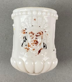 Antique White Glass Native American Match Holder