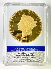 2012 American Mint 1849 Liberty Head Double Eagle REPLICA Layered 24K Gold Commemorative Proof