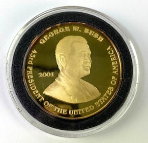 2001 George W Bush Albert Gore Gold Plated Commemorative Medal