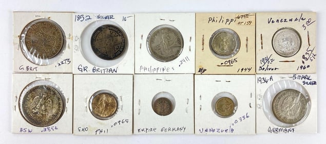 Group of 10 Foreign Coins