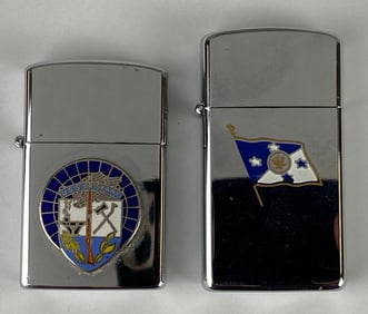 Group of 2 Naval Reusable Metal Lighters