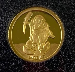 1987 Disney Snow White Sleepy 50th Anniversary 1/10oz .999 Fine Gold Coin