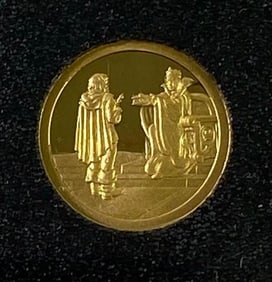 1987 Disney Snow White The Hunter and Queen 50th Anniversary 1/10oz .999 Fine Gold Coin