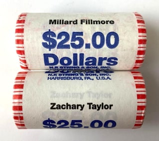 Group of (2) 25 Presidential Dollar Rolls Fillmore and Taylor