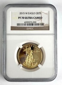 NGC Graded 2015 W US $25 Gold Eagle 1/2 oz Gold Coin PF 70