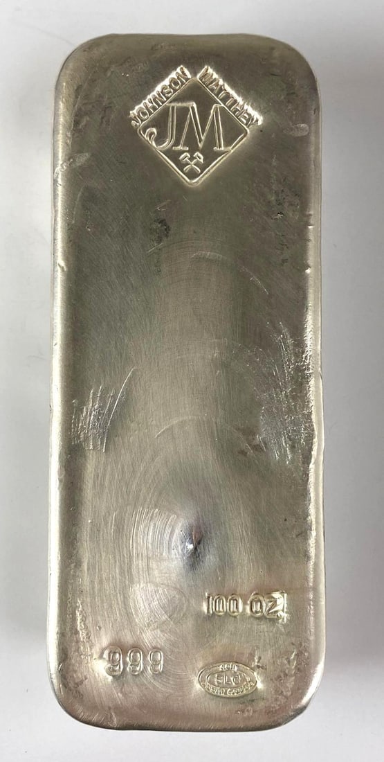Johnson Matthey 100 oz .999 Silver Ingot/ Bar (1 of 2)