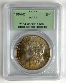 PCGS Graded 1884 O US Morgan Silver Dollar MS 63