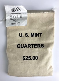2010 D US Mint $25 Canvas Bag of Wyoming Yellowstone Quarters